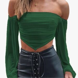 Green off the shoulder top!